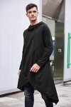COOFANDY Mens Hooded Poncho Cape Cloak Irregular Hem Hoodie Pullover Black 3X-Large