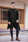 COOFANDY Mens Hooded Poncho Cape Cloak Irregular Hem Hoodie Pullover Black 3X-Large