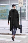 COOFANDY Mens Hooded Poncho Cape Cloak Irregular Hem Hoodie Pullover Black 3X-Large