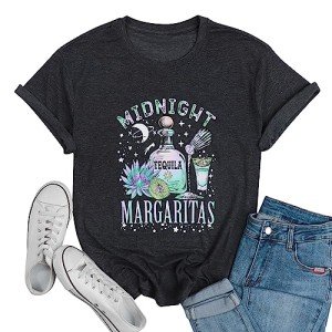 Midnight Margaritas Shirt Women Practical Magic Shirt Witches Short Sleeve Shirt Novelty Graphic Witchy Party Tees