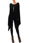 Vivicastle Women's Loose Bat Wing Dolman Poncho Tunic Dress Top (one size, BLK-long sleeve)