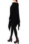 Vivicastle Women's Loose Bat Wing Dolman Poncho Tunic Dress Top (one size, BLK-long sleeve)