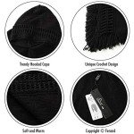 Ferand Ladies' Hooded Cape with Fringed Hem, Crochet Poncho Knitting Patterns for Women, Black
