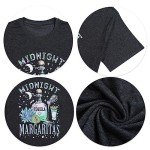 Midnight Margaritas Shirt Women Practical Magic Shirt Witches Short Sleeve Shirt Novelty Graphic Witchy Party Tees