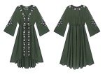 R.Vivimos Womens Cotton Embroidered High Low Long Dresses Small Army Green