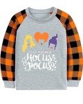 Toddler Girl Witch Clothes Outfits Hocus Pocus Tshirt Kids Raglan Orange Buffalo Plaid Long Sleeve Cotton Halloween Shirt Tops Orange 2T