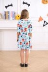 Little Girls Black Witch Bat Frocks 6 7 8 Years Old Floral Printed Halloween Orange Pumpkin Teal Green Fall Winter Twirly 3/4 Sleeves Cami Dresses for Small Kids Holiday Family Celebration Wearing