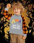 Toddler Girl Witch Clothes Outfits Hocus Pocus Tshirt Kids Raglan Orange Buffalo Plaid Long Sleeve Cotton Halloween Shirt Tops Orange 2T