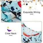 Little Girls Black Witch Bat Frocks 6 7 8 Years Old Floral Printed Halloween Orange Pumpkin Teal Green Fall Winter Twirly 3/4 Sleeves Cami Dresses for Small Kids Holiday Family Celebration Wearing