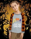 Toddler Girl Witch Clothes Outfits Hocus Pocus Tshirt Kids Raglan Orange Buffalo Plaid Long Sleeve Cotton Halloween Shirt Tops Orange 2T
