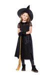 yolsun Girls' Witch Costume, Halloween Children Classic Witchy Dress Up (3.-5y（Suggested Height:38"-46" ）, Black)