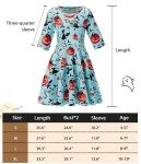 Little Girls Black Witch Bat Frocks 6 7 8 Years Old Floral Printed Halloween Orange Pumpkin Teal Green Fall Winter Twirly 3/4 Sleeves Cami Dresses for Small Kids Holiday Family Celebration Wearing