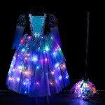 Meland Witch Costume for Girls - Light Up Halloween Costume for Girls Dress Up, Halloween Costume for Girls Age 4-11 Year Old