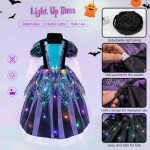 Meland Witch Costume for Girls - Light Up Halloween Costume for Girls Dress Up, Halloween Costume for Girls Age 4-11 Year Old