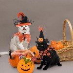 Abbylike 8 Pcs Cat Witch Halloween Costume Witch Hat and Tutu Collar with Bells for Cat Halloween Witch Pet Outfit Kitten Clothing for Small Puppy Halloween Party Pet Cosplay