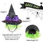 Enjoying Pet Halloween Costumes for Cats Small Dogs, Cat Witch Hat with Funny Wig, Adjustable Doggie Witch Hat Outfit, Kitten Halloween Sorcery Hat Cosplay