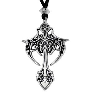 Pewter Gothic Cross Pendant Necklace (1.75" Long)