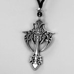 Pewter Gothic Cross Pendant Necklace (1.75" Long)