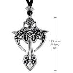 Pewter Gothic Cross Pendant Necklace (1.75" Long)