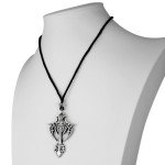 Pewter Gothic Cross Pendant Necklace (1.75" Long)