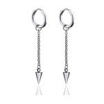 Fusamk Punk Rock Stainless Steel Cone Circle Hoop Earrings Long Chain Drop Dangle Earrings