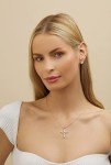 Barzel 18K Rose Gold Plated Created Opal Cross Necklace Pendant, 18 Inches with 2 Inches Extension (Rose Gold)