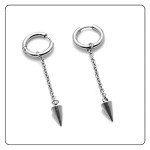 Fusamk Punk Rock Stainless Steel Cone Circle Hoop Earrings Long Chain Drop Dangle Earrings