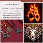 FaithHeart Leviathan Cross Necklace Stainless Steel Church of Satan Satanic Leviathan Cross Pendant Jewelry for Male Silver