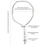 Hematite Rosary Black Stone Beads Necklace with Jerusalem Holy Soil & Cross