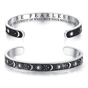 TONY & SANDY Inspirational Bracelets for Women Stocking Stuffers Adults Gifts for College High Middle Graduation Her Female Be Fearless Pursuit of What Sets Sun Moon Motivational Jewelry