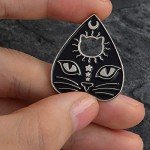 2 Pcs/Set Gothic Black Cat Pet Paw Brooch Enamel Witch Magic Cat Mystical Footprints Triple Moon Star Goddess Brooches Pin Sets Badges for Women Jewelry (Silver)