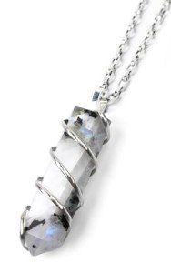 Rainbow Moonstone Healing Crystal Necklace for Balance