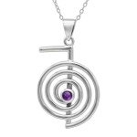 Moonlight Mysteries Cho Ku Rei Pendant Reiki Necklace Symbol 20" - Sterling Silver Amethyst Healing Jewelry for Men and Women