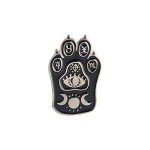 2 Pcs/Set Gothic Black Cat Pet Paw Brooch Enamel Witch Magic Cat Mystical Footprints Triple Moon Star Goddess Brooches Pin Sets Badges for Women Jewelry (Silver)