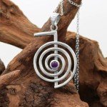 Moonlight Mysteries Cho Ku Rei Pendant Reiki Necklace Symbol 20" - Sterling Silver Amethyst Healing Jewelry for Men and Women