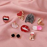 Enamel Pin Set Witchy Jewelry for Women Punk Cute Brooches for Party Vampire Skull Witch for Costume Decoration Enamel Pins Pins for Backpacks