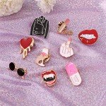 Enamel Pin Set Witchy Jewelry for Women Punk Cute Brooches for Party Vampire Skull Witch for Costume Decoration Enamel Pins Pins for Backpacks