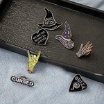 Enamel Pin Set Witchy Jewelry for Women Punk Cute Brooches for Party Vampire Skull Witch for Costume Decoration Enamel Pins Pins for Backpacks