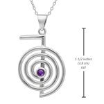 Moonlight Mysteries Cho Ku Rei Pendant Reiki Necklace Symbol 20" - Sterling Silver Amethyst Healing Jewelry for Men and Women