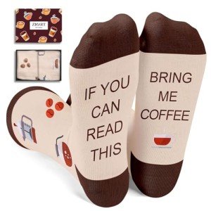 Zmart Funny Crazy Socks for Men, Coffee Gifts for Coffee Lovers Coffee Socks with Funny Saying, Drinking Gifts for Men