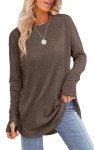 XIEERDUO Tops for Women Casual Fall Thumb Hole Shirts Women Womens Winter Clothes Coffee L