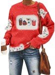 LUKYCILD Christmas Coffee Sweatshirt Women Merry Christmas Shirt Ice Cream Graphic Pullover Xmas Holiday Casual Novelty Tops