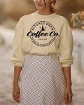 Halloween Witches Brew Sweatshirt Women Funny Coffee Co Letter Print T-Shirt Casual Long Sleeve Witches Pullover Sweater (M, Light Yellow)