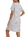 ENJOYNIGHT Womens Nightgowns Cotton Sleepwear Plus Size Sleep Shirts Short Sleeves Nightshirt Print Sleepshirt (X-Large, Coffee Cup)