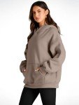 Trendy Queen Womens Oversized Hoodies Fleece Sweatshirts Long Sleeve Sweaters Pullover Fall Outfits Winter Clothes Coffee Grey 2XS