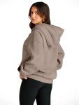 Trendy Queen Womens Oversized Hoodies Fleece Sweatshirts Long Sleeve Sweaters Pullover Fall Outfits Winter Clothes Coffee Grey 2XS