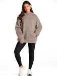 Trendy Queen Womens Oversized Hoodies Fleece Sweatshirts Long Sleeve Sweaters Pullover Fall Outfits Winter Clothes Coffee Grey 2XS