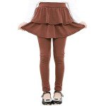 Auranso Girls Leggings with Skirt Kids Clothes Ruffle Tutu Pants Coffee 13-14 Years