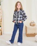 Renotemy Girls Clothes Size 6 Kids Clothes Girls Fall Winter Outfits Girls Flannel Coffee Plaid Shirt 6-7 Year Old Girl Clothes Size 7 Girls Clothes Little Girls Outfits Button Down Tie Front Shirt