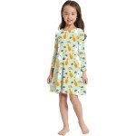 V.&GRIN Girls Fall Dress 3T, Long Sleeve Unicorn Floral Twirly Casual Cute Kids Dress Clothes Vestidos para Niñas Cat & Coffee